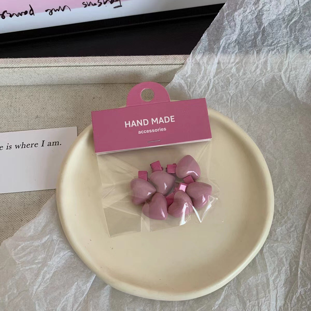 Wholesale 6 Pack Pink Love Hair Clips